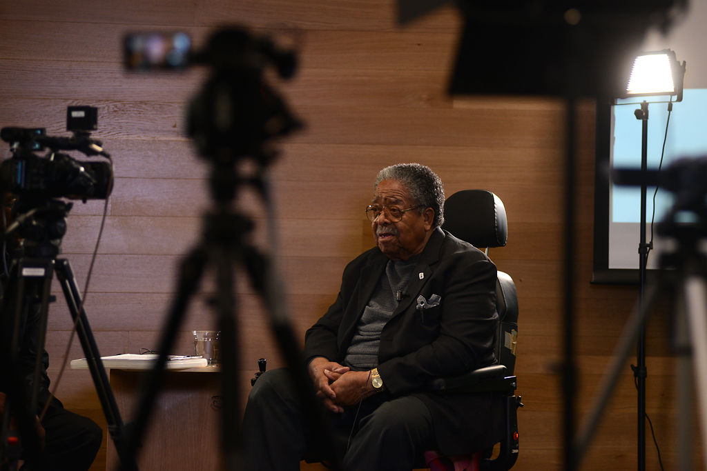 Sehon Williams, 97, speaks at the segregation lecture series on Tuesday